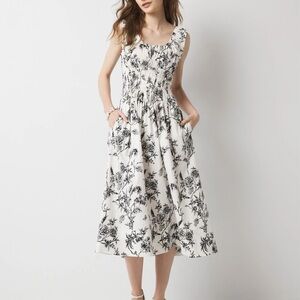 WHBM Floral Black and White Dress